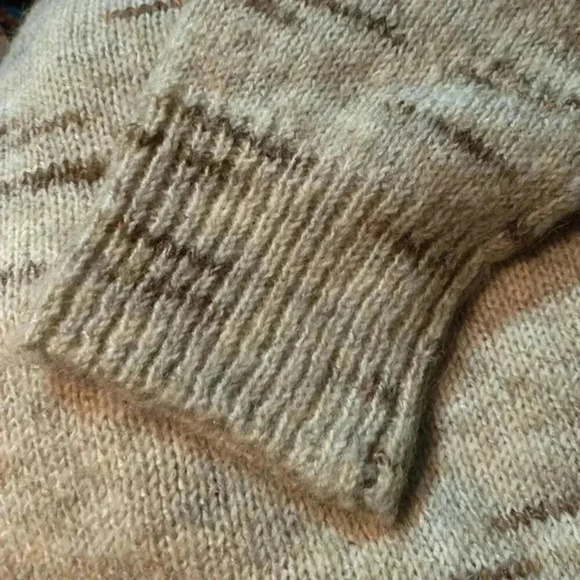 Max Studio Melange Long Sleeve Drop Shoulder Side-slit Cream/Oatmeal Sweater L - Picture 5 of 7